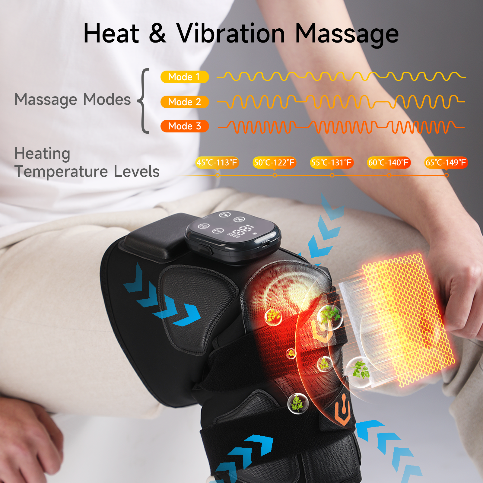 ORANGLES Knee Massager with Heat 8‑Chamber Air Compression Therapy for Pain Relief and Circulation - high resolution display - Image 2 of 6 | perfect for office | California | Free Shipping ORANGLES