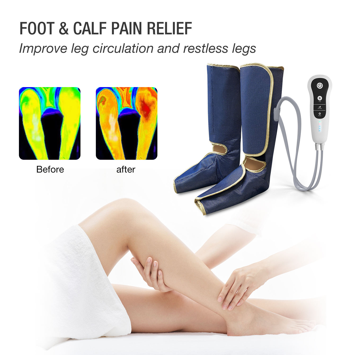 ORANGLES Foot and Leg Massager | Air Compression Therapy Boots for Sports Recovery - detailed closeup view - Image 3 of 5 | great for travel | Texas | Free Shipping ORANGLES