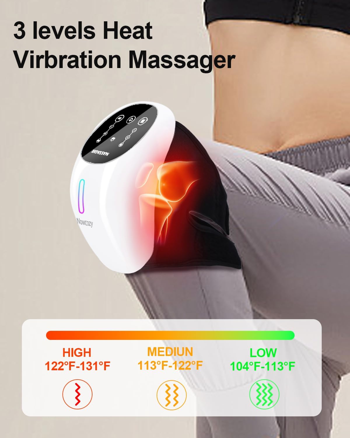 Massage for Knee Pain | Heated Knee Brace Wrap with 3 Modes for Circulation - View 4