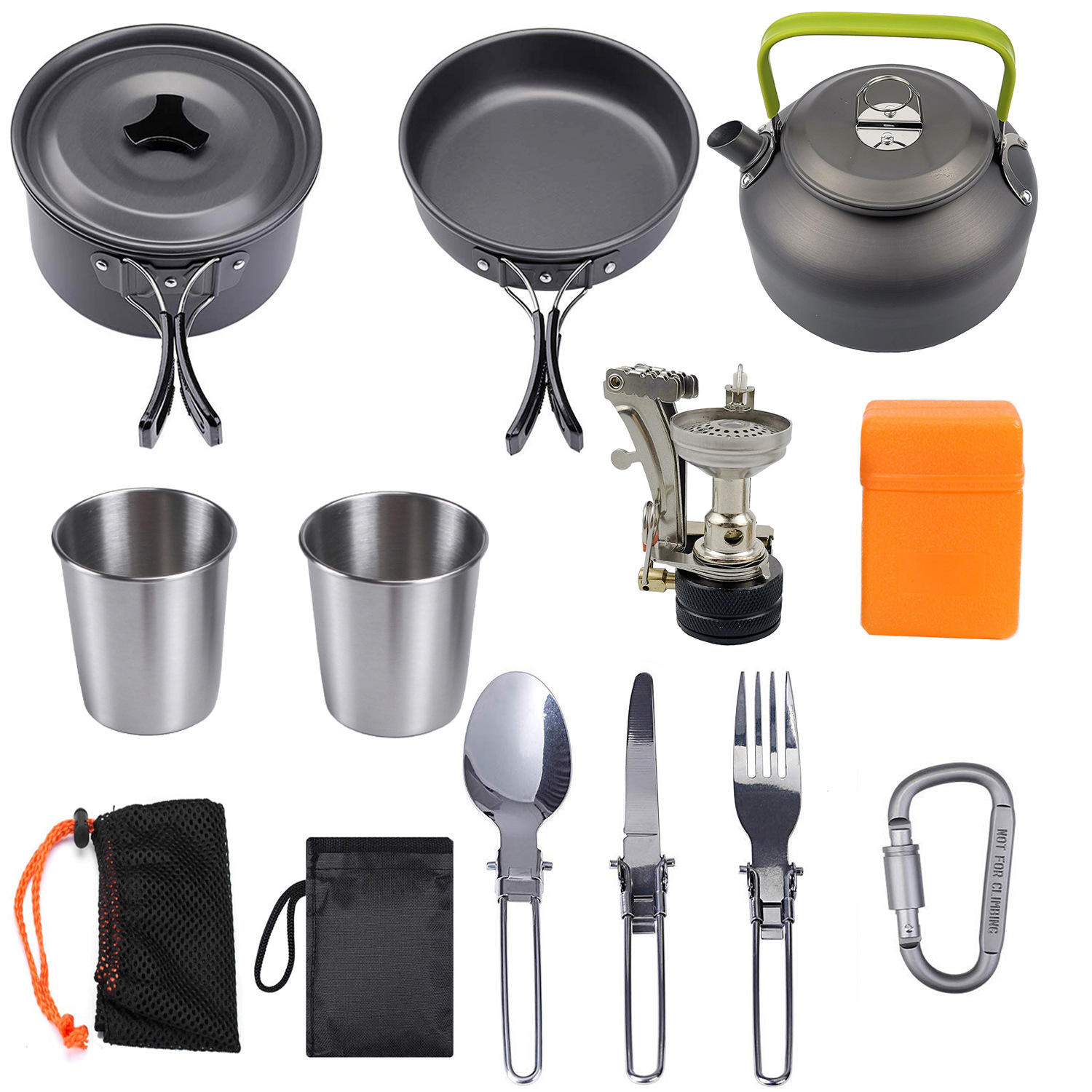ORANGLES Camping Cookware Set | 10‑Piece Lightweight Folding Outdoor Aluminum Kitchen Gear - detailed closeup view - Image 3 of 4 | great for travel | Texas | Free Shipping ORANGLES