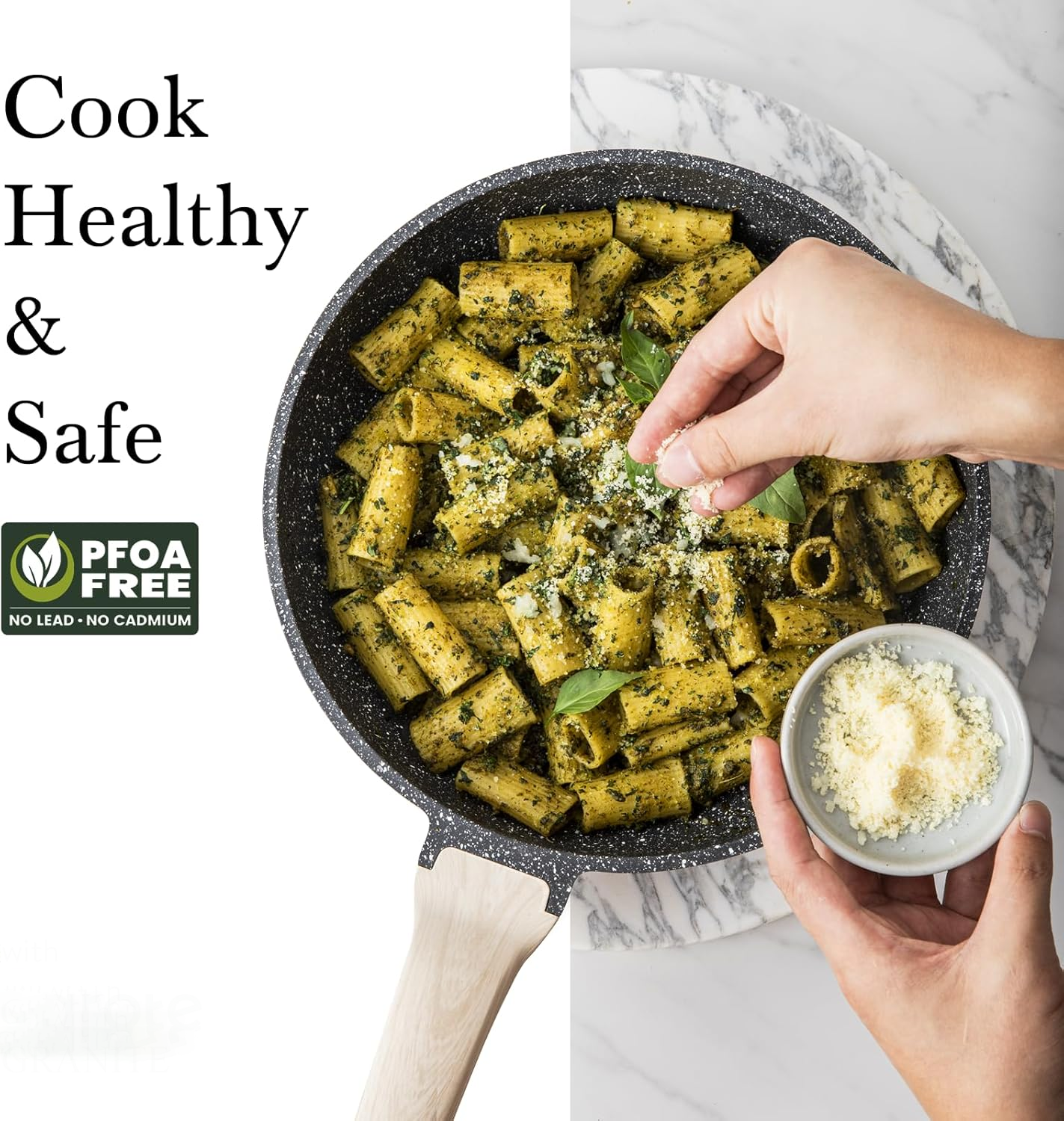 ORANGLES Non Stick Pots and Pan Set | Granite Induction Cookware with Black Finish - full product showcase - Image 5 of 5 | suitable for professionals | Florida | Free Shipping ORANGLES