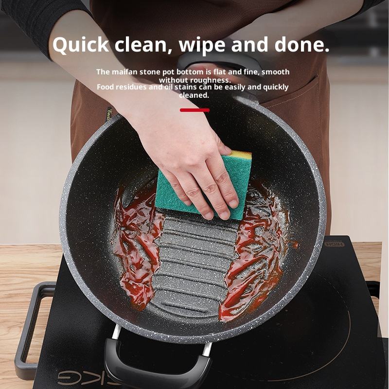 ORANGLES Non Stick Cookware Set | Cast Iron Fryer & Induction Stew Pot with Lid - angled perspective - Image 4 of 5 | excellent for daily use | New York | Free Shipping ORANGLES