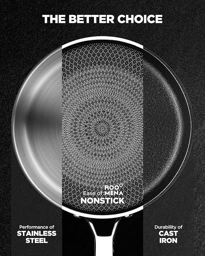 ORANGLES Stainless Steel Cookware Set | 17‑Piece Hybrid Non‑Stick Silver Collection - angled perspective - Image 4 of 6 | excellent for daily use | New York | Free Shipping ORANGLES