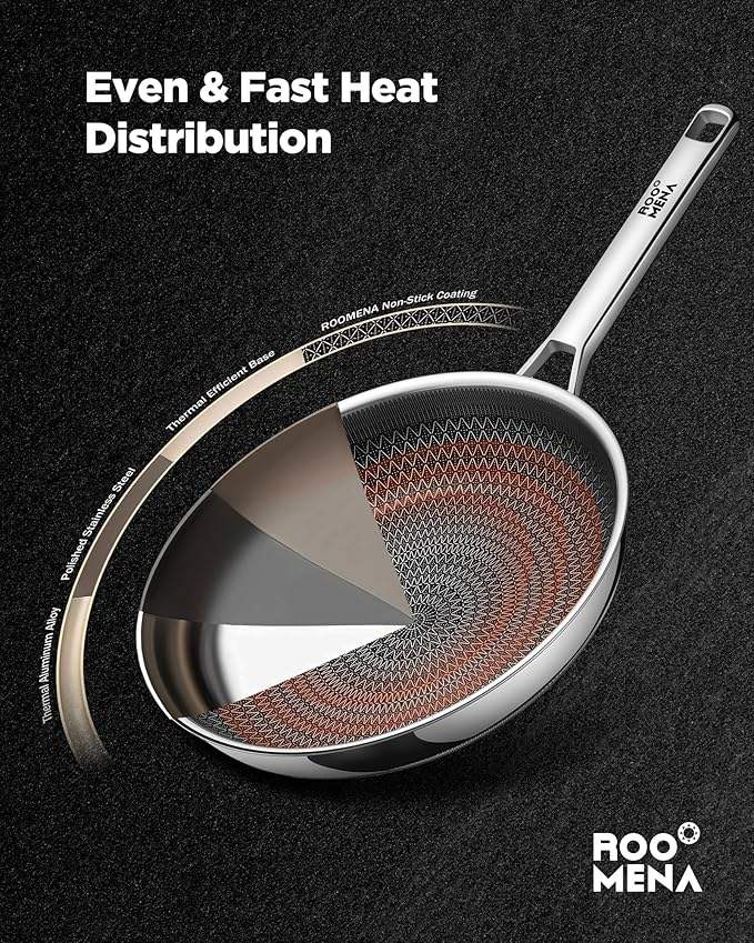 ORANGLES Stainless Steel Cookware Set | 17‑Piece Hybrid Non‑Stick Silver Collection - elegant presentation - Image 6 of 6 | designed for enthusiasts | Illinois | Free Shipping ORANGLES