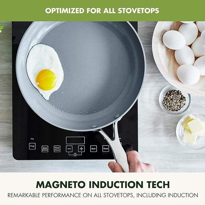 ORANGLES Frying Pan Set | Non‑Stick Induction Ceramic & Stainless Steel Cookware with Lids - full product showcase - Image 5 of 5 | suitable for professionals | Florida | Free Shipping ORANGLES