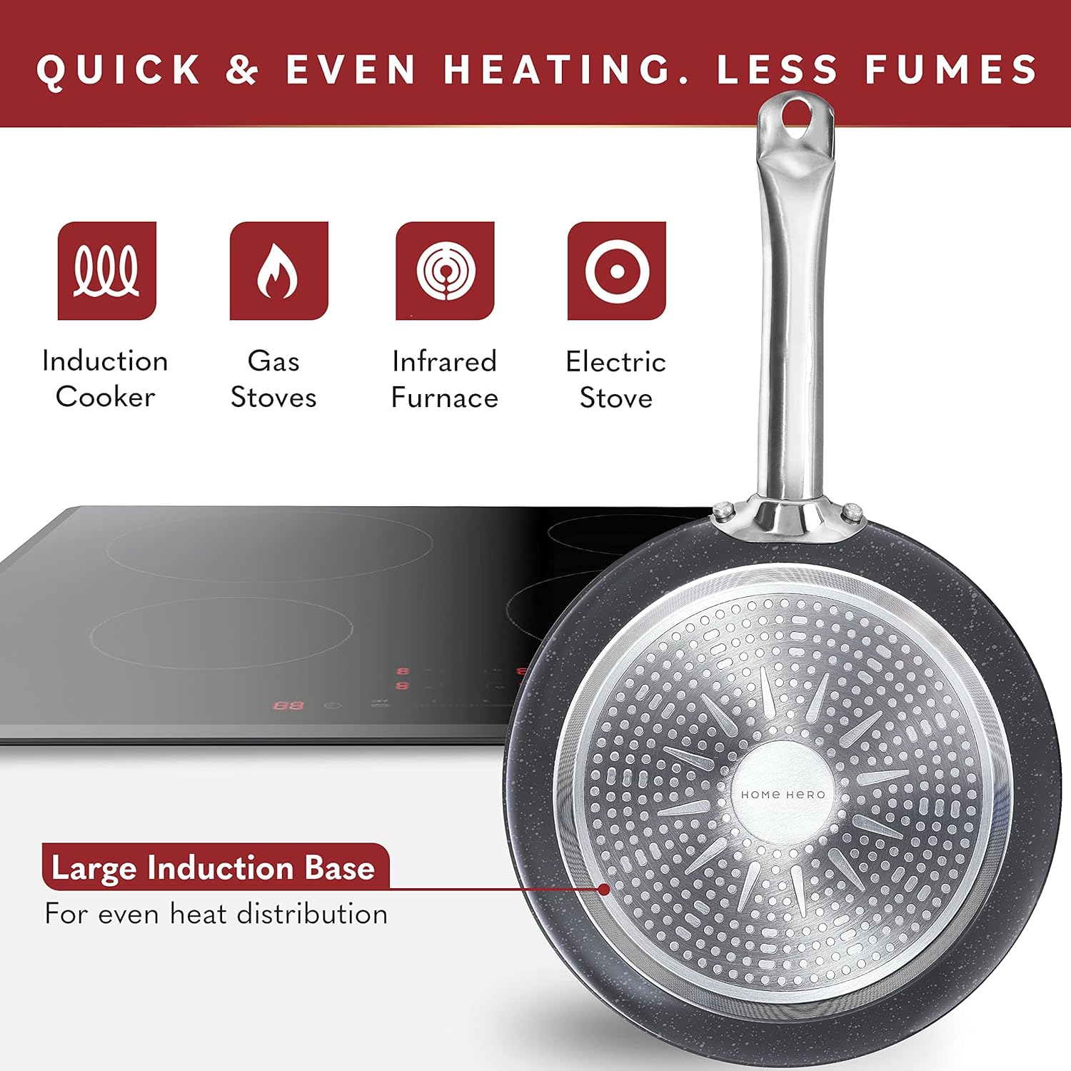ORANGLES Best Cookware Set | 23‑Piece Granite Non‑Stick Induction Pots & Pans - detailed closeup view - Image 3 of 6 | great for travel | Texas | Free Shipping ORANGLES