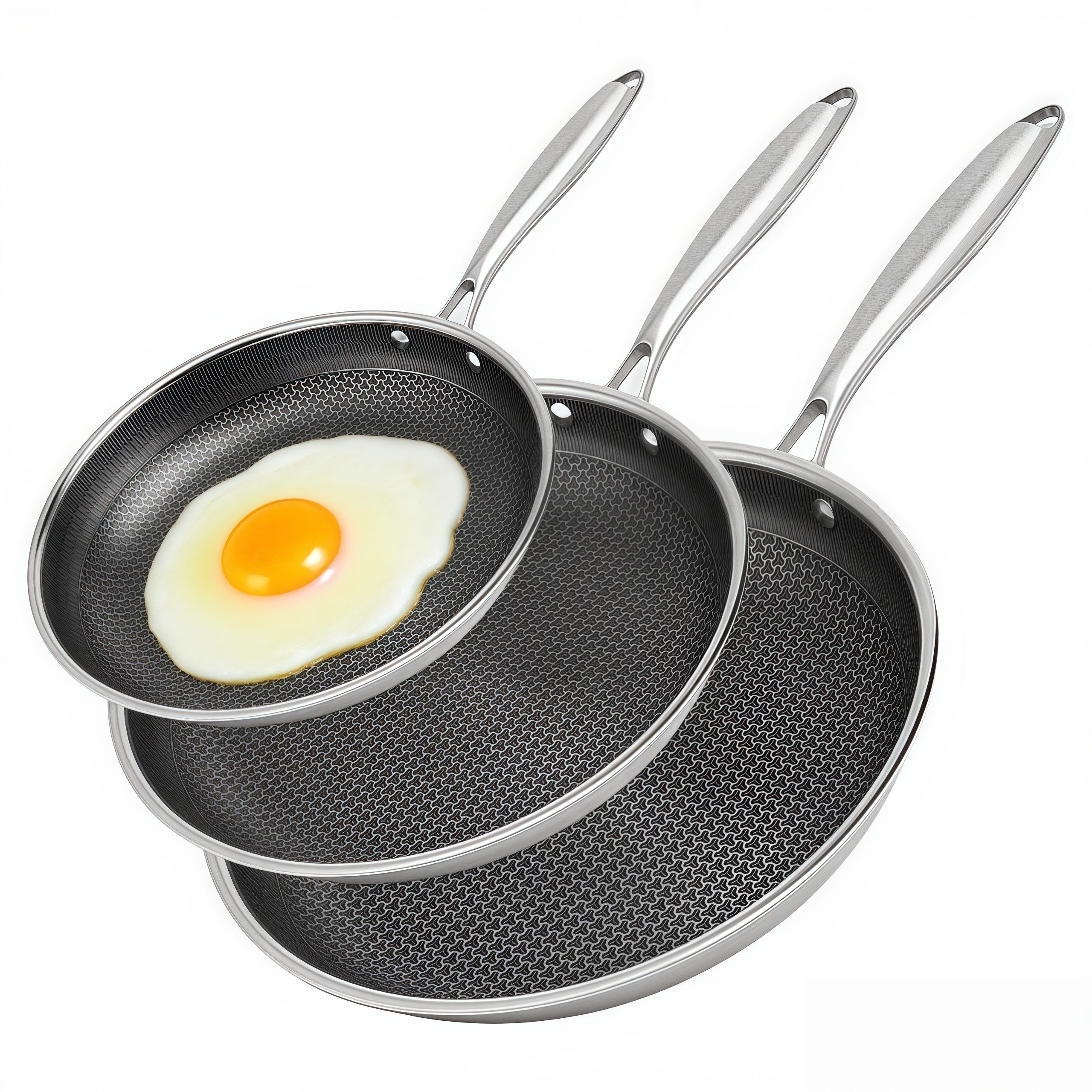 Stainless Steel Cookware Sets | Triply Induction Honeycomb Skillets
