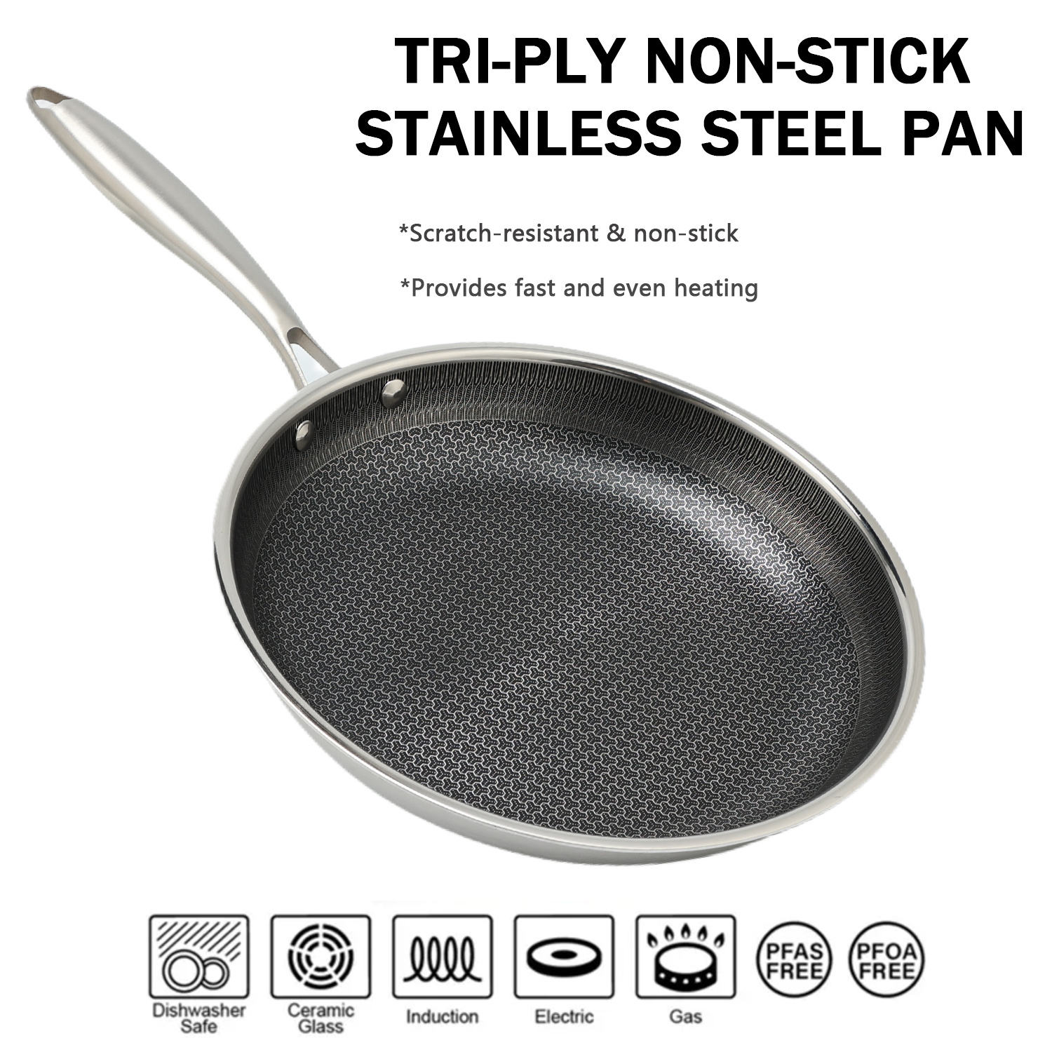 ORANGLES Stainless Steel Cookware Sets | Triply Induction Honeycomb Skillets - high resolution display - Image 2 of 5 | perfect for office | California | Free Shipping ORANGLES