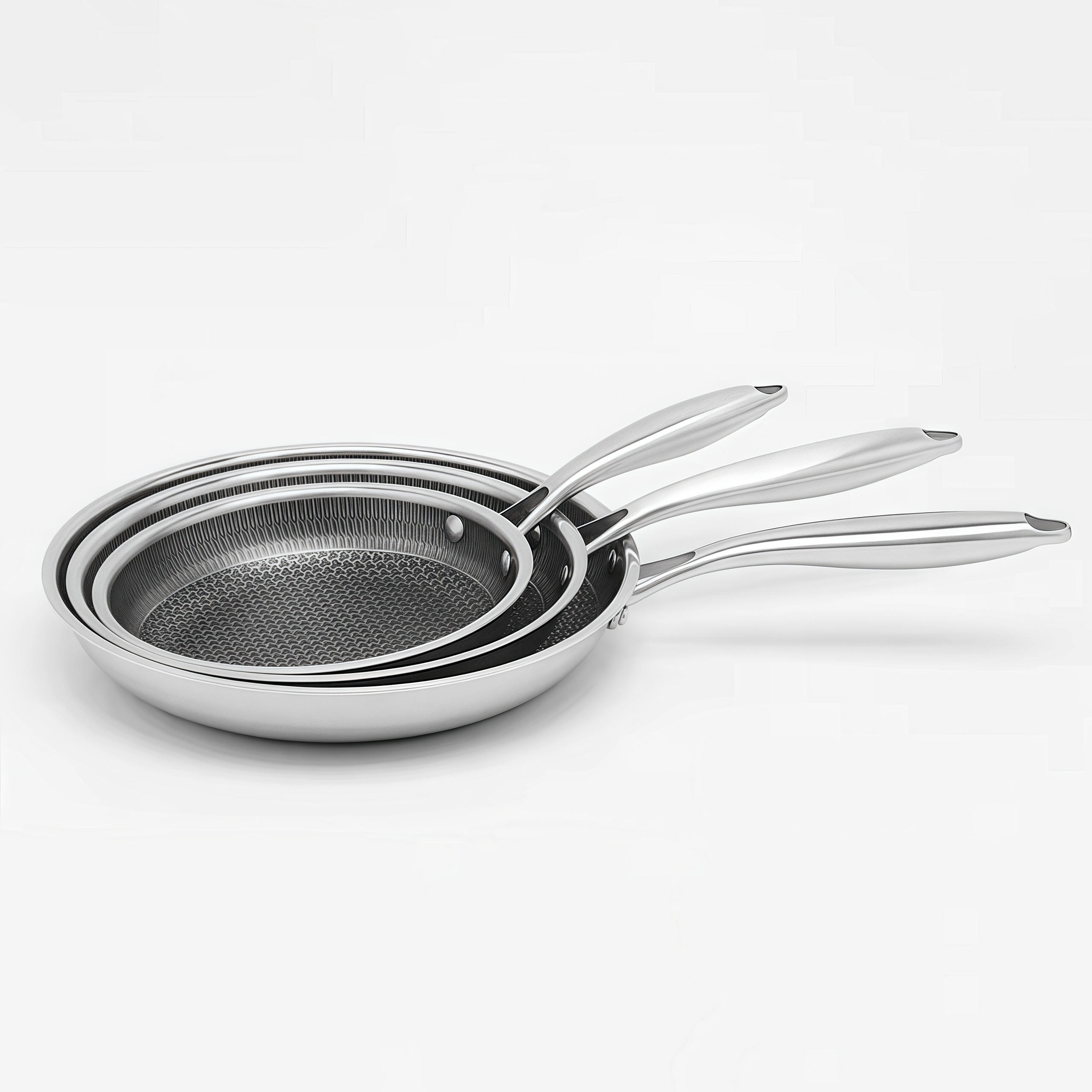 ORANGLES Stainless Steel Cookware Sets | Triply Induction Honeycomb Skillets - angled perspective - Image 4 of 5 | excellent for daily use | New York | Free Shipping ORANGLES
