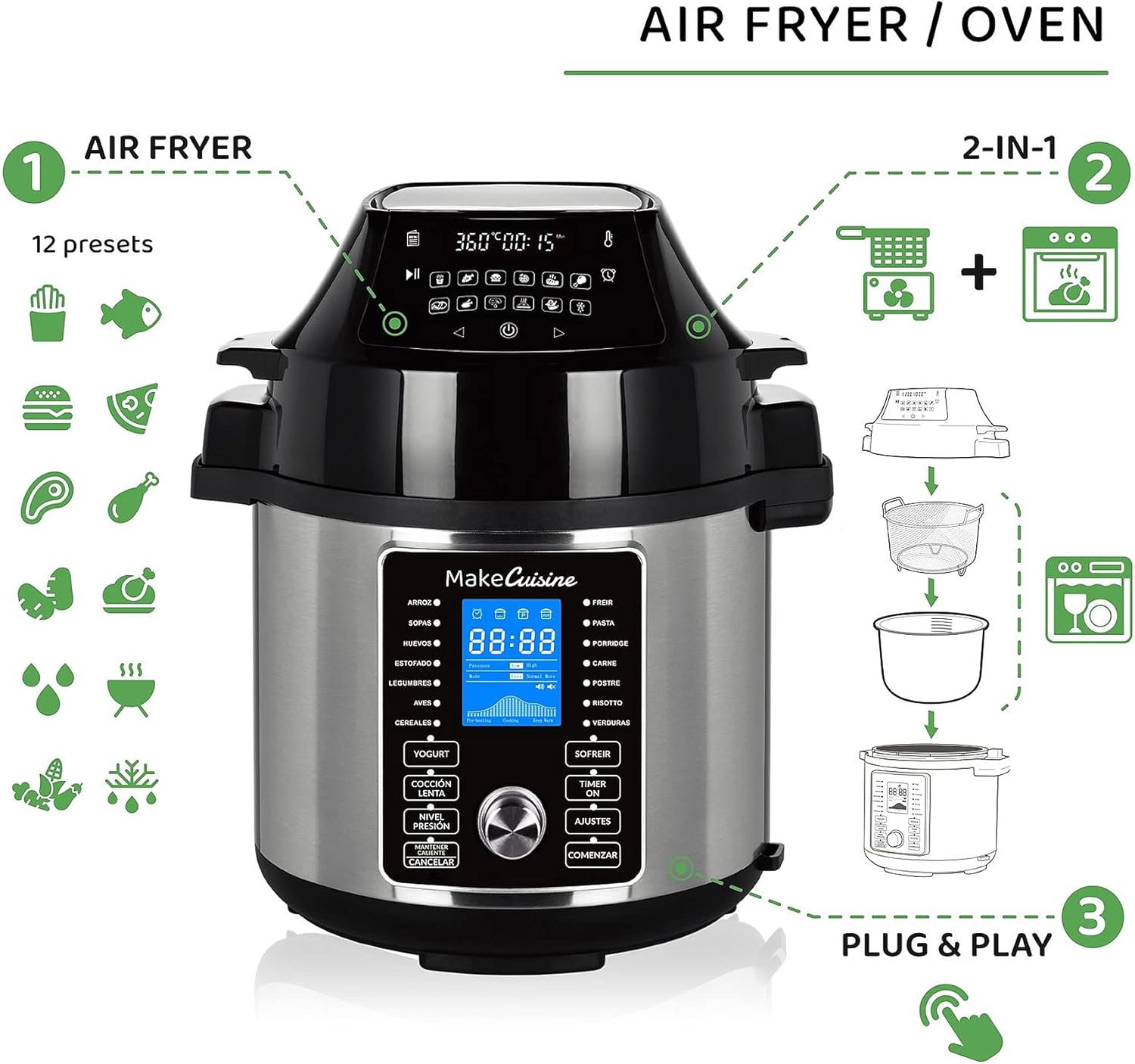 ORANGLES Ninja Pressure Cooker 6L Smart Air Fryer Combo - detailed closeup view - Image 3 of 4 | great for travel | Texas | Free Shipping ORANGLES