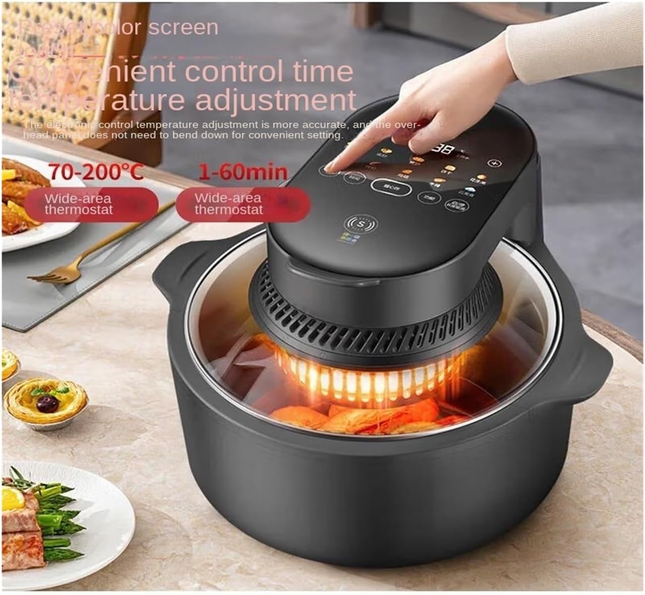 ORANGLES Air Fryer with Glass Basket 7.5L 18‑in‑1 Fast Cook - high resolution display - Image 2 of 5 | perfect for office | California | Free Shipping ORANGLES