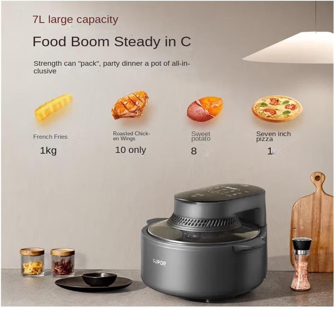 ORANGLES Air Fryer with Glass Basket 7.5L 18‑in‑1 Fast Cook - detailed closeup view - Image 3 of 5 | great for travel | Texas | Free Shipping ORANGLES