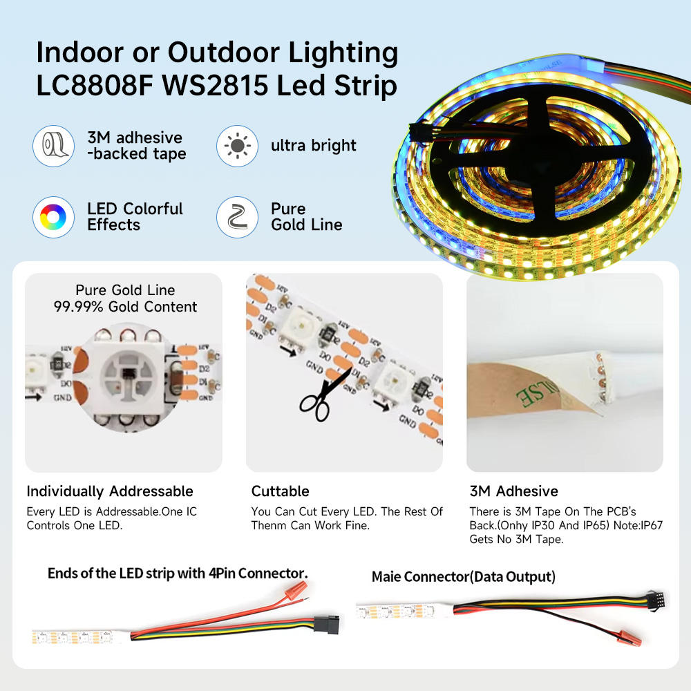 ORANGLES WS2815 12V RGB LED Strip 5050 SMD 60 LEDs/m | Addressable Chasing Light 4-Pin 1LED 1IC Smart Digital Lighting - elegant presentation - exhibiting components - Image 6 of 6 | ideal for home | Discount on WS2815 12V RGB LED Strip 5050 SMD 60 LEDs/m | Addressable Chasing Light 4-Pin 1LED 1IC Smart Digital Lighting Virginia | Free Shipping ORANGLES