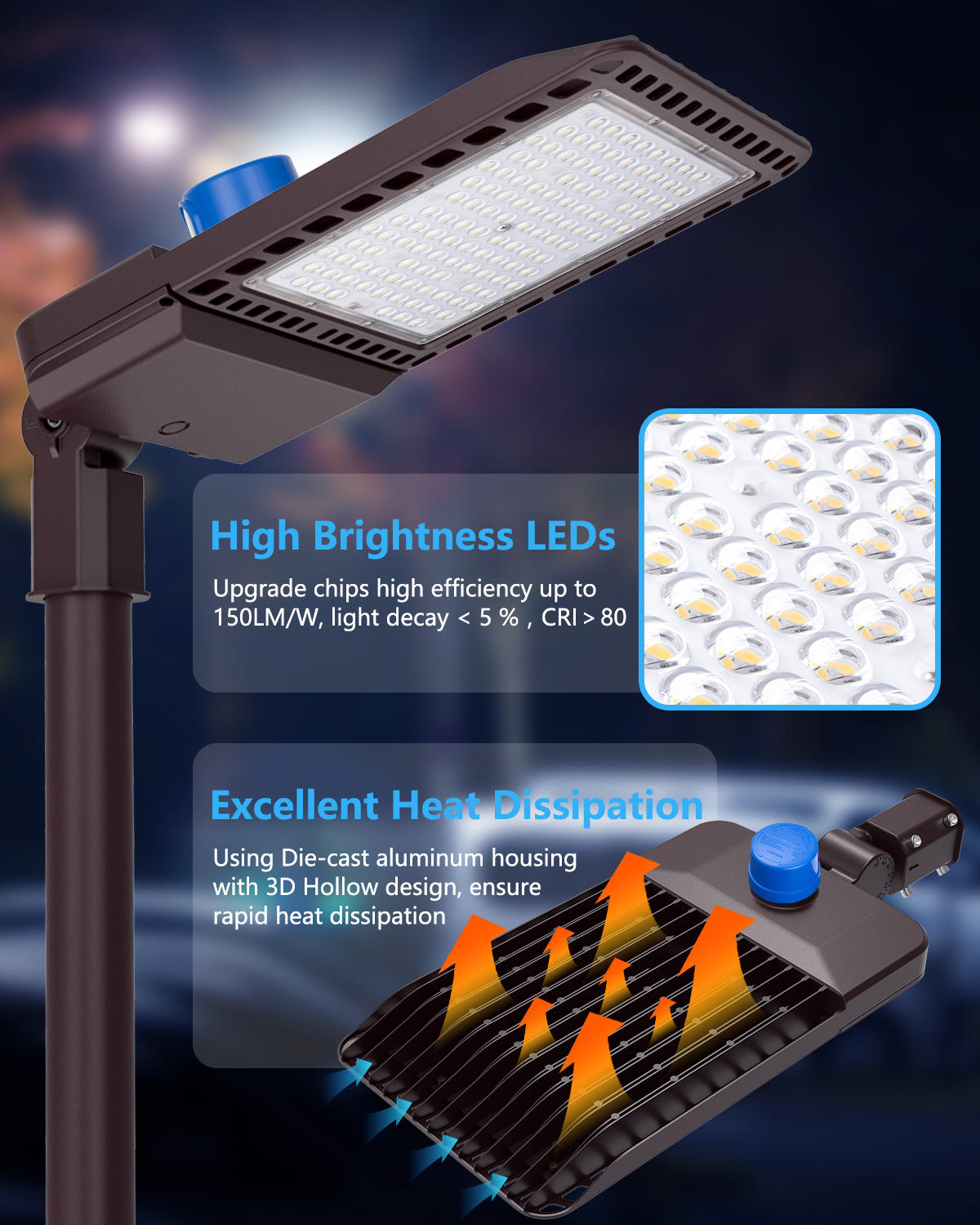 ORANGLES ETL Listed 130lm/W IP65 Waterproof LED Shoebox Area Light 75W-300W | With Photocell Sensor Parking Lot Flood Light - high resolution display - exposing craftsmanship - Image 2 of 6 | built for everyone | ETL Listed 130lm/W IP65 Waterproof LED Shoebox Area Light 75W-300W | With Photocell Sensor Parking Lot Flood Light for sale Georgia | Free Shipping ORANGLES