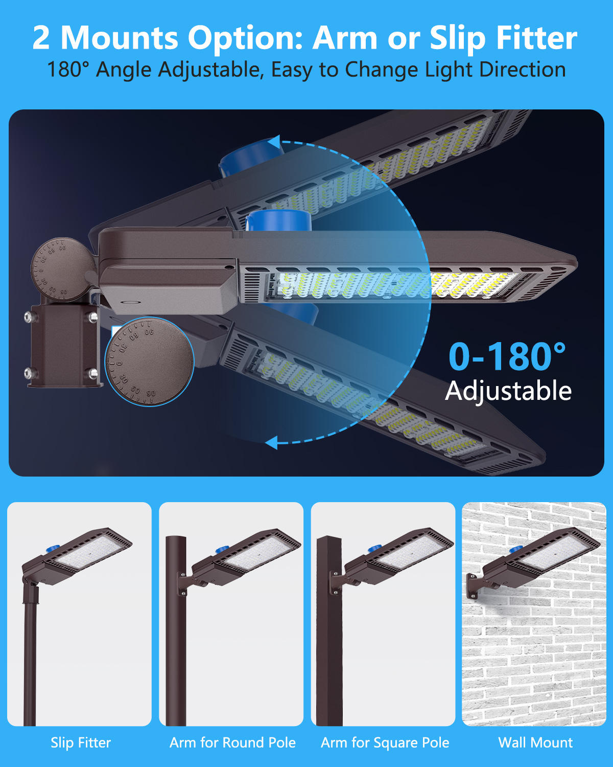 ORANGLES ETL Listed 130lm/W IP65 Waterproof LED Shoebox Area Light 75W-300W | With Photocell Sensor Parking Lot Flood Light - full product showcase - displaying specifications - Image 5 of 6 | adapts to any space | ETL Listed 130lm/W IP65 Waterproof LED Shoebox Area Light 75W-300W | With Photocell Sensor Parking Lot Flood Light deal New Jersey | Free Shipping ORANGLES