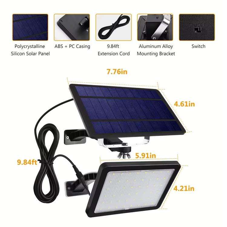 ORANGLES Solar LED Flood Light 550 Lumens 48 LED IP65 Waterproof | Outdoor Solar Wall Light with Panel for Landscape & Garden (RoHS Certified) - high resolution display - exposing craftsmanship - Image 2 of 6 | built for everyone | Solar LED Flood Light 550 Lumens 48 LED IP65 Waterproof | Outdoor Solar Wall Light with Panel for Landscape & Garden (RoHS Certified) for sale Georgia | Free Shipping ORANGLES