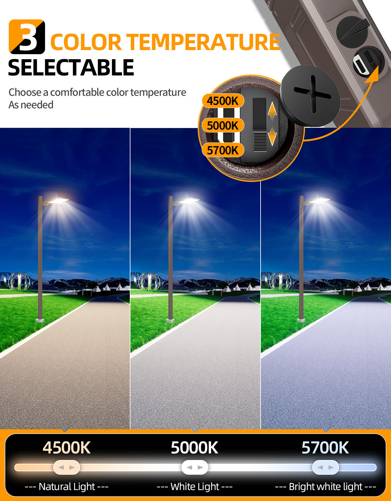 ORANGLES 320W 3CCT LED Parking Lot Light Dusk to Dawn | Commercial Outdoor Flood Stadium Light 110V–277V IP65 5000K - angled perspective - presenting advantages - Image 4 of 6 | fits any environment | Purchase 320W 3CCT LED Parking Lot Light Dusk to Dawn | Commercial Outdoor Flood Stadium Light 110V–277V IP65 5000K Michigan | Free Shipping ORANGLES