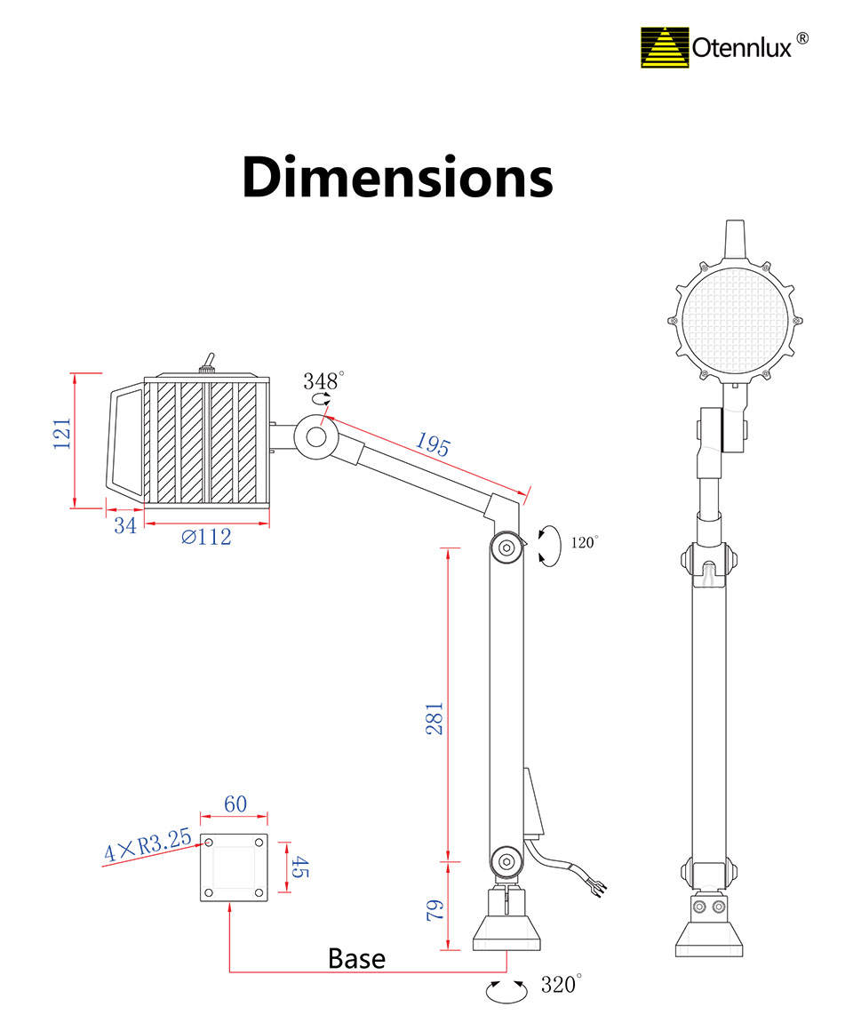 ORANGLES IP65 Long Arm LED Machine Work Light 24V 900lm | Swivel Round Industrial Lathe Light Aluminum Body - detailed closeup view - illustrating benefits - Image 3 of 5 | created for all | Shop IP65 Long Arm LED Machine Work Light 24V 900lm | Swivel Round Industrial Lathe Light Aluminum Body North Carolina | Free Shipping ORANGLES