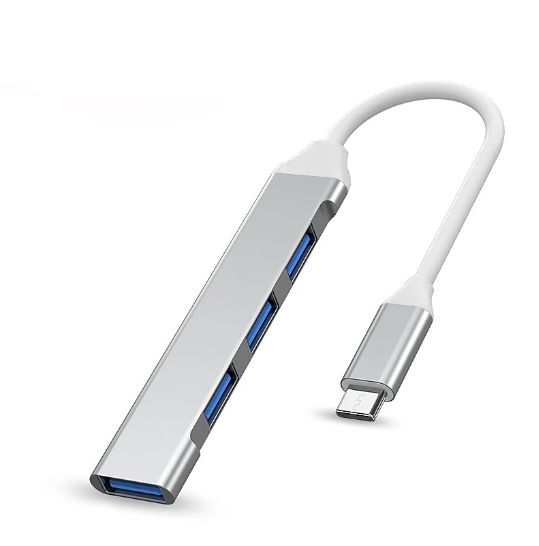 4-in-1 USB 3.0 Hub Type-C Multiport Adapter – High-Speed 4 Port USB Docking Station with OTG Support for Laptop, Mobile Phone & Tablet