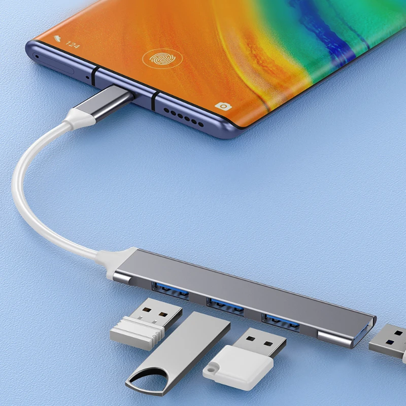 ORANGLES 4-in-1 USB 3.0 Hub Type-C Multiport Adapter – High-Speed 4 Port USB Docking Station with OTG Support for Laptop, Mobile Phone & Tablet - full product showcase - Image 5 of 6 | suitable for professionals | Florida | Free Shipping ORANGLES