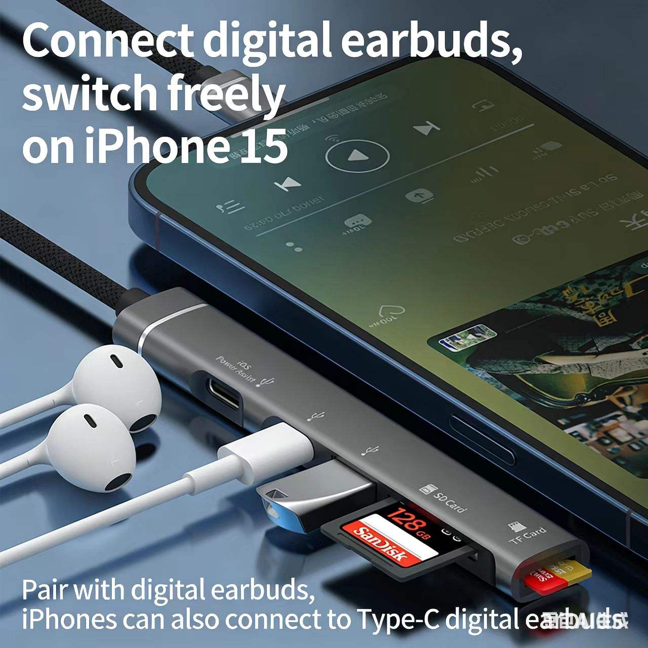 ORANGLES Wholesale USB Hub Type-C / USB to USB 3.0 Adapter – Multiport Hub for Mobile Phones & Computers with Mouse, Keyboard & Card Reader Support - angled perspective - Image 4 of 6 | excellent for daily use | New York | Free Shipping ORANGLES