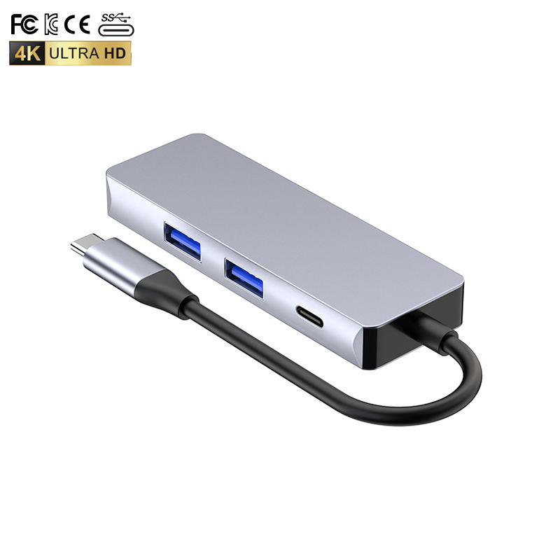 ORANGLES 4-in-1 USB-C Hub with HDMI & 4 USB 3.0 Ports – Aluminum Alloy Type-C Multiport Adapter Docking Station for Laptop & Computer Data Transfer - angled perspective - presenting advantages - Image 4 of 6 | fits any environment | Purchase 4-in-1 USB-C Hub with HDMI & 4 USB 3.0 Ports – Aluminum Alloy Type-C Multiport Adapter Docking Station for Laptop & Computer Data Transfer Michigan | Free Shipping ORANGLES