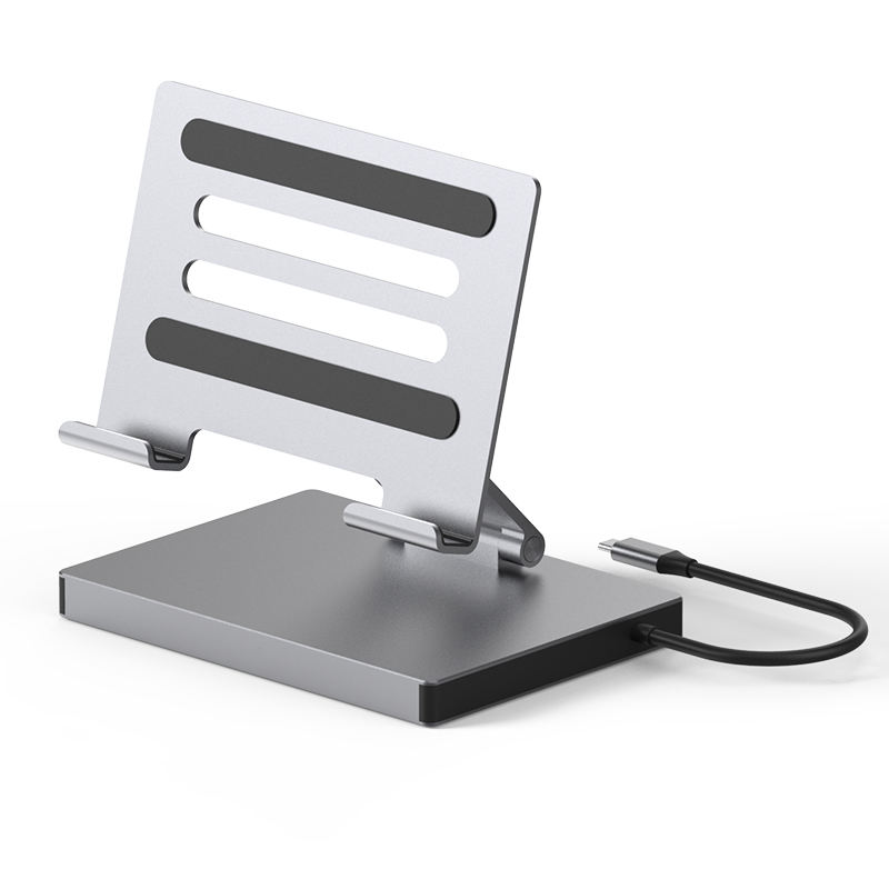 ORANGLES IKATAK 8-in-1 USB Type-C Docking Station with Folding Aluminum Tablet Stand – Multiport USB Hub Adapter for Laptop, Tablet & Mobile - full product showcase - displaying specifications - Image 5 of 6 | adapts to any space | IKATAK 8-in-1 USB Type-C Docking Station with Folding Aluminum Tablet Stand – Multiport USB Hub Adapter for Laptop, Tablet & Mobile deal New Jersey | Free Shipping ORANGLES