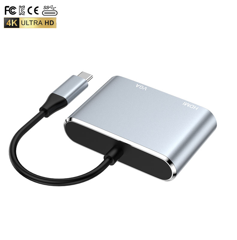 ORANGLES USB-C Type-C Hub with HDMI & VGA – 2-in-1 Multiport Adapter for Laptop & Computer Display Output Accessories - high resolution display - Image 2 of 6 | perfect for office | California | Free Shipping ORANGLES