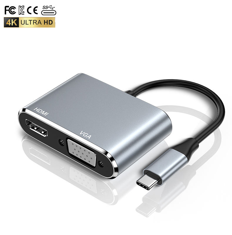 ORANGLES USB-C Type-C Hub with HDMI & VGA – 2-in-1 Multiport Adapter for Laptop & Computer Display Output Accessories - detailed closeup view - Image 3 of 6 | great for travel | Texas | Free Shipping ORANGLES