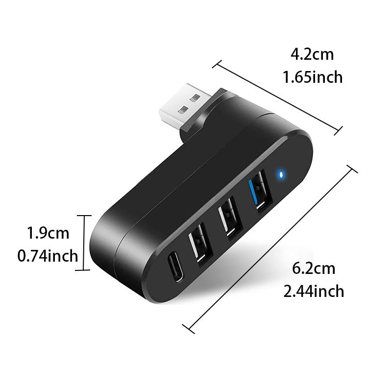 ORANGLES Small 4-in-1 Rotatable USB 3.0 Hub Splitter – 4 Port USB Type-C Extender with Power Data Port for MacBook, Laptop & PC - high resolution display - exposing craftsmanship - Image 2 of 6 | built for everyone | Small 4-in-1 Rotatable USB 3.0 Hub Splitter – 4 Port USB Type-C Extender with Power Data Port for MacBook, Laptop & PC for sale Georgia | Free Shipping ORANGLES