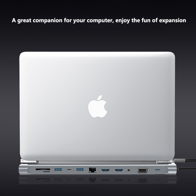 ORANGLES 12-in-1 USB-C Hub Docking Station 4K HDMI Multiport - detailed closeup view - illustrating benefits - Image 3 of 6 | created for all | Shop 12-in-1 USB-C Hub Docking Station 4K HDMI Multiport North Carolina | Free Shipping ORANGLES