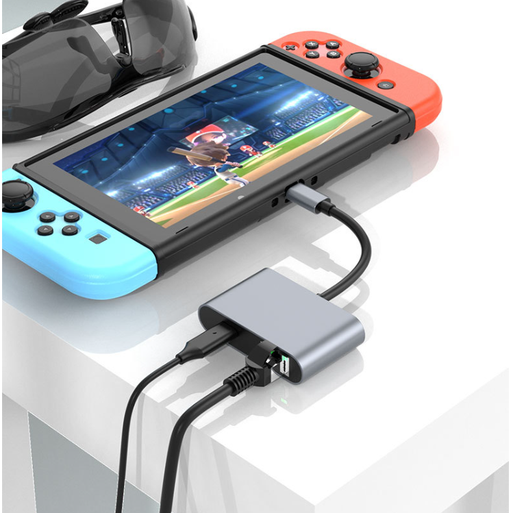 ORANGLES 4-in-1 USB-C Ethernet Hub with Gigabit LAN, Dual USB Ports & 60W Power Delivery – Driver-Free Type-C Multiport Adapter for Laptop & PC - angled perspective - presenting advantages - Image 4 of 6 | fits any environment | Purchase 4-in-1 USB-C Ethernet Hub with Gigabit LAN, Dual USB Ports & 60W Power Delivery – Driver-Free Type-C Multiport Adapter for Laptop & PC Michigan | Free Shipping ORANGLES