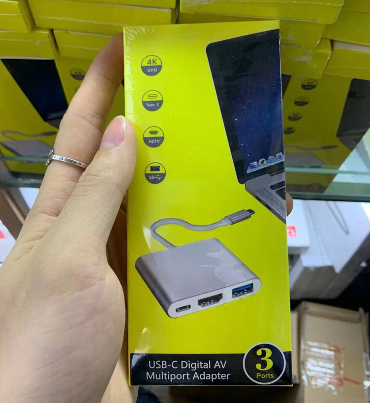 ORANGLES USB-C to HDMI Adapter 3-in-1 Multiport Hub – 4K HDMI, USB 3.0 & USB-C PD Charging Port Type-C Docking Station for Laptop & MacBook - high resolution display - Image 2 of 6 | perfect for office | California | Free Shipping ORANGLES
