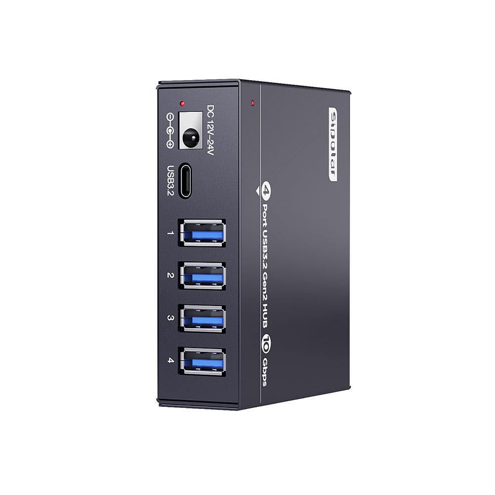 Sipolar A4U32M1 USB 3.2 Hub 4-Port High-Speed 10Gbps Type-C Splitter – Smart Charge 12–24V Mounting USB Hub Adapter for Laptop & Devices