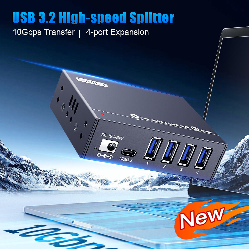 ORANGLES Sipolar A4U32M1 USB 3.2 Hub 4-Port High-Speed 10Gbps Type-C Splitter – Smart Charge 12–24V Mounting USB Hub Adapter for Laptop & Devices - detailed closeup view - illustrating benefits - Image 3 of 6 | created for all | Shop Sipolar A4U32M1 USB 3.2 Hub 4-Port High-Speed 10Gbps Type-C Splitter – Smart Charge 12–24V Mounting USB Hub Adapter for Laptop & Devices North Carolina | Free Shipping ORANGLES