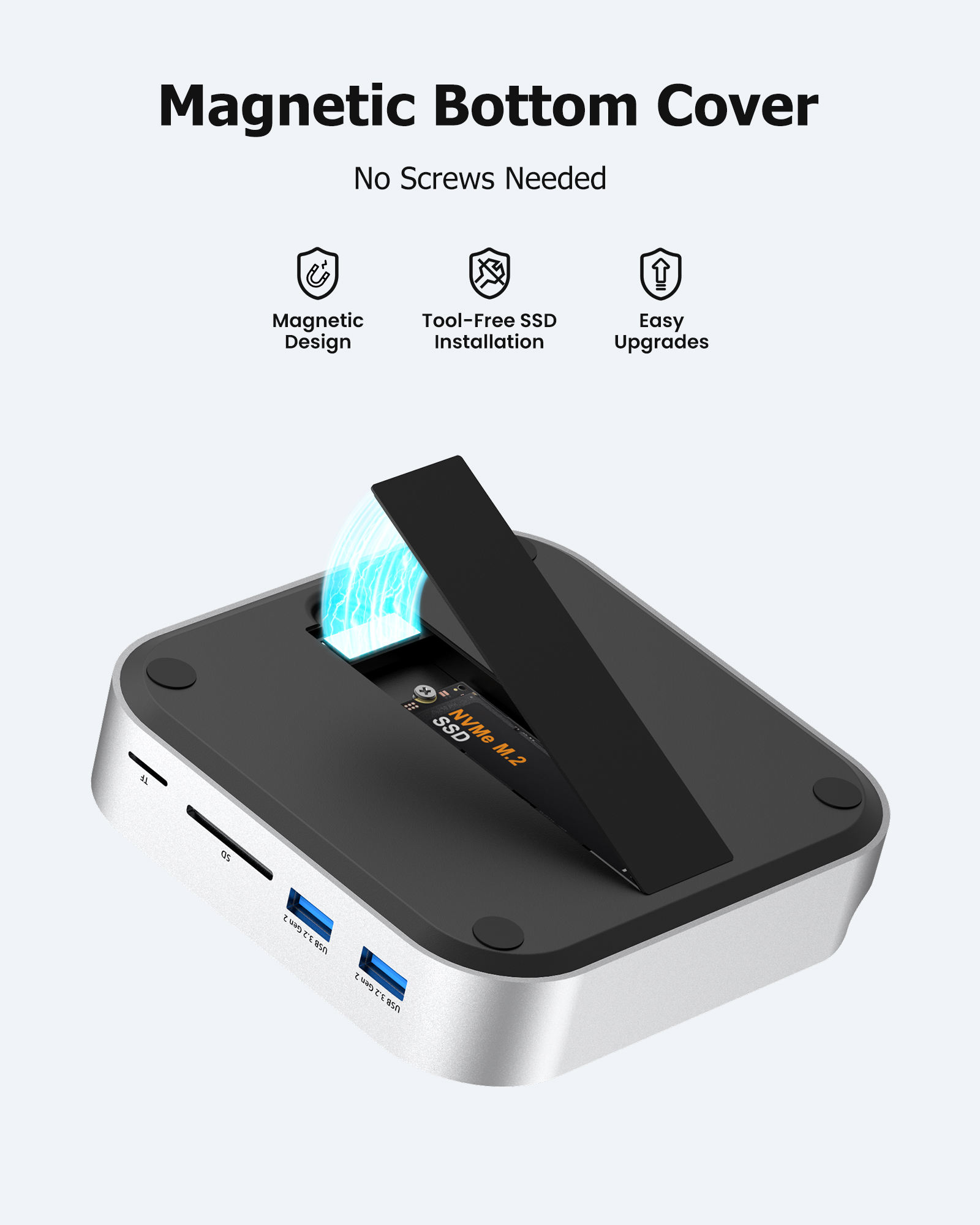 ORANGLES 11-in-1 USB-C Docking Station Hub – USB 3.0 x3, USB 3.2 Gen2 10Gbps x2, DP, SD/TF Card Reader & M.2 NVMe SSD Enclosure Type-C Multiport Adapter for Laptop & PC - high resolution display - exposing craftsmanship - Image 2 of 6 | built for everyone | 11-in-1 USB-C Docking Station Hub – USB 3.0 x3, USB 3.2 Gen2 10Gbps x2, DP, SD/TF Card Reader & M.2 NVMe SSD Enclosure Type-C Multiport Adapter for Laptop & PC for sale Georgia | Free Shipping ORANGLES