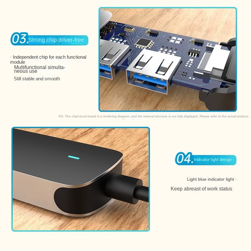 ORANGLES 6-in-1 USB-C Hub with HDMI, USB 3.0 & SD Card Reader – Aluminium Alloy Type-C Multiport Docking Station Splitter for Laptop & MacBook - angled perspective - presenting advantages - Image 4 of 5 | fits any environment | Purchase 6-in-1 USB-C Hub with HDMI, USB 3.0 & SD Card Reader – Aluminium Alloy Type-C Multiport Docking Station Splitter for Laptop & MacBook Michigan | Free Shipping ORANGLES
