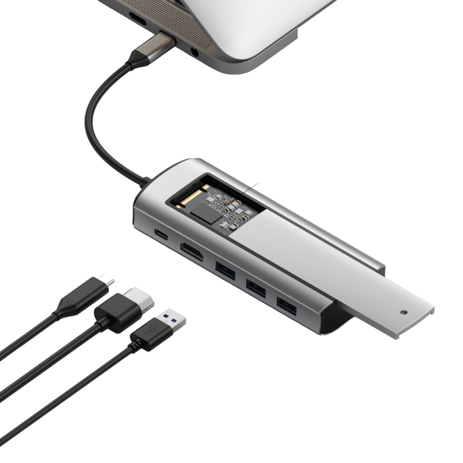 ORANGLES TUTI USB-C Hub Splitter Adapter – 4K HDMI (30Hz), USB 3.0, 100W PD Charging & SATA SSD/HDD Docking Station Type-C Multiport Hub  - Main Product Image - professional product shot revealing details | Best price TUTI USB-C Hub Splitter Adapter – 4K HDMI (30Hz), USB 3.0, 100W PD Charging & SATA SSD/HDD Docking Station Type-C Multiport Hub authentic product Ohio | ORANGLES