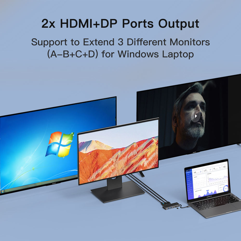 ORANGLES Thunderbolt 4 Docking Station 11-in-1 – Quad Display 4K@60Hz Video Output, USB-C Hub with High-Speed Data, Ethernet & Power Delivery for Laptop & MacBook - angled perspective - presenting advantages - Image 4 of 6 | fits any environment | Purchase Thunderbolt 4 Docking Station 11-in-1 – Quad Display 4K@60Hz Video Output, USB-C Hub with High-Speed Data, Ethernet & Power Delivery for Laptop & MacBook Michigan | Free Shipping ORANGLES