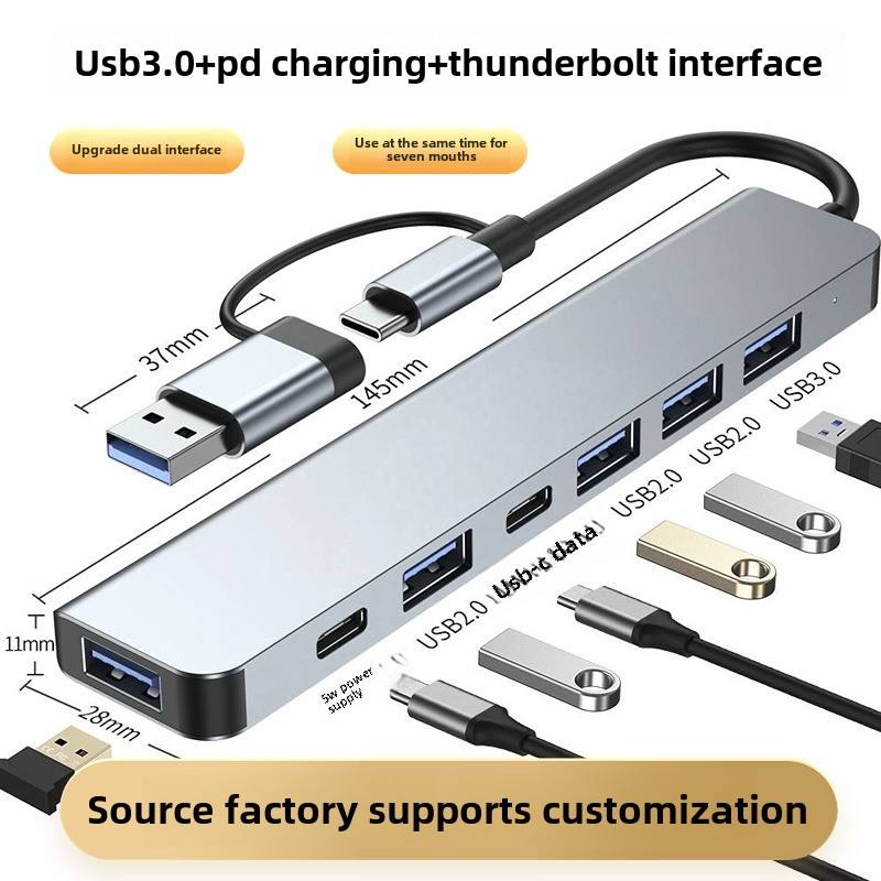ORANGLES 7-in-1 USB-C Docking Station – USB 3.0 Multiport Hub with 4K HDMI Display, Type-C Expansion & High-Speed Extender Converter for Laptop & Desktop - angled perspective - presenting advantages - Image 4 of 6 | fits any environment | Purchase 7-in-1 USB-C Docking Station – USB 3.0 Multiport Hub with 4K HDMI Display, Type-C Expansion & High-Speed Extender Converter for Laptop & Desktop Michigan | Free Shipping ORANGLES
