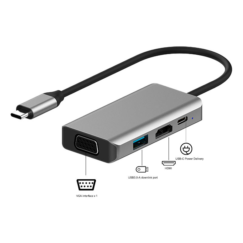 ORANGLES MARCH EXPO 4-in-1 USB-C Hub Docking Station – Dual Video Output (HDMI + VGA), USB-A Port & 100W PD Charging Type-C Adapter for Laptop, PC & Phone - angled perspective - presenting advantages - Image 1444 of 10 | fits any environment | Purchase MARCH EXPO 4-in-1 USB-C Hub Docking Station – Dual Video Output (HDMI + VGA), USB-A Port & 100W PD Charging Type-C Adapter for Laptop, PC & Phone Phoenix | Free Shipping ORANGLES