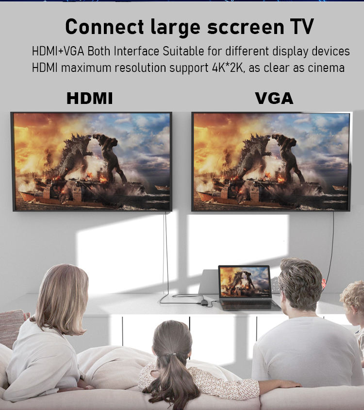 ORANGLES MARCH EXPO 4-in-1 USB-C Hub Docking Station – Dual Video Output (HDMI + VGA), USB-A Port & 100W PD Charging Type-C Adapter for Laptop, PC & Phone - detailed closeup view - illustrating benefits - Image 3 of 6 | created for all | Shop MARCH EXPO 4-in-1 USB-C Hub Docking Station – Dual Video Output (HDMI + VGA), USB-A Port & 100W PD Charging Type-C Adapter for Laptop, PC & Phone North Carolina | Free Shipping ORANGLES