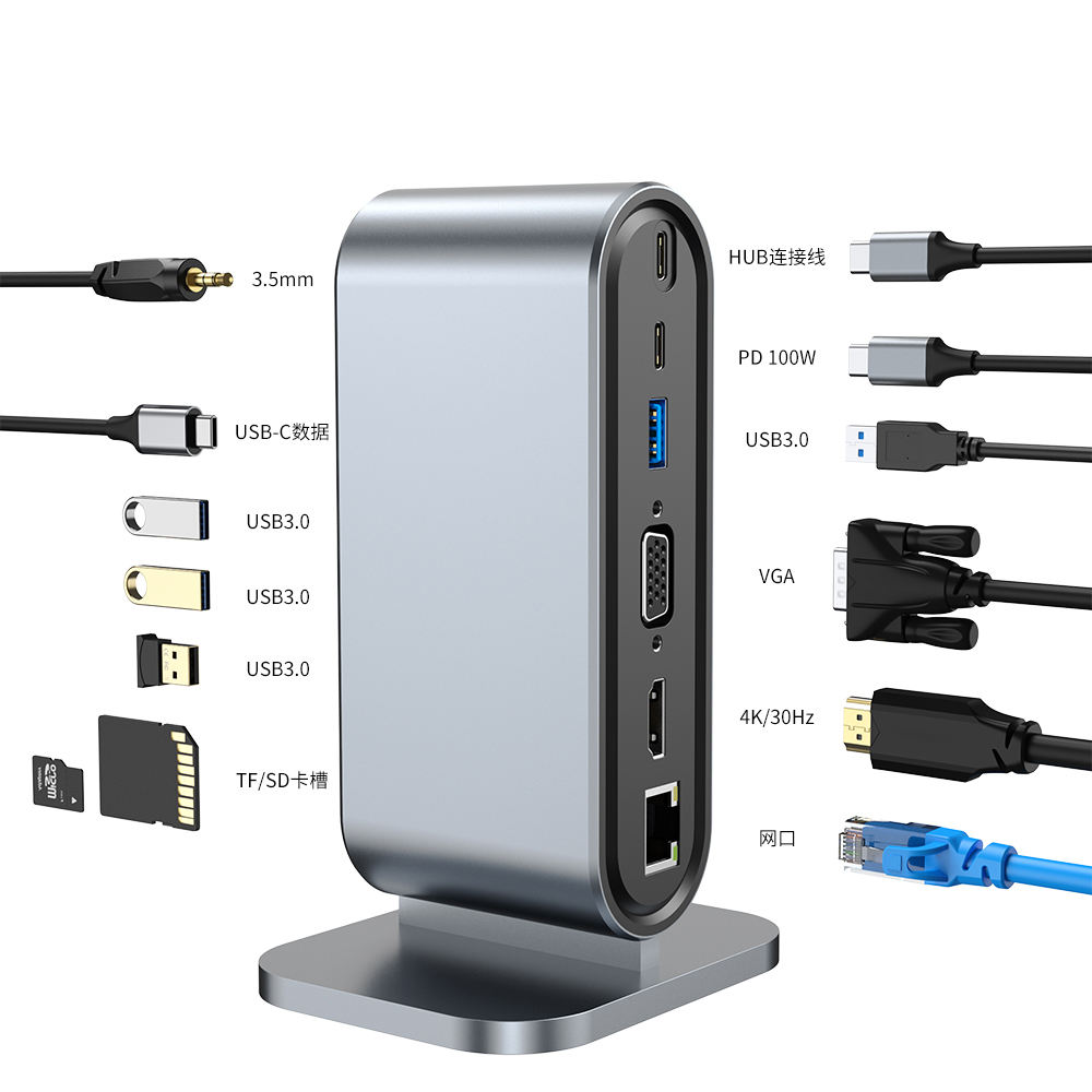 ORANGLES Premium 12-in-1 USB-C Hub Docking Station – HDMI, VGA, RJ45 (100Mbps), 4×USB 3.0, SD Card Reader & USB-C Multiport Adapter for Laptop  - Main Product Image - professional product shot revealing details | Best price Premium 12-in-1 USB-C Hub Docking Station – HDMI, VGA, RJ45 (100Mbps), 4×USB 3.0, SD Card Reader & USB-C Multiport Adapter for Laptop authentic product Ohio | ORANGLES