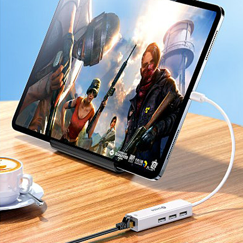 ORANGLES Type-C to RJ45 Ethernet Adapter – USB 3.0 Gigabit Network Card Wired LAN Converter Hub for Laptop, PC & MacBook - detailed closeup view - illustrating benefits - Image 3 of 5 | created for all | Shop Type-C to RJ45 Ethernet Adapter – USB 3.0 Gigabit Network Card Wired LAN Converter Hub for Laptop, PC & MacBook North Carolina | Free Shipping ORANGLES