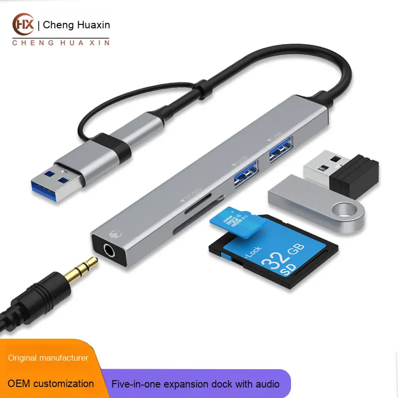 ORANGLES USB 3.0 Type-C Card Reader Hub – Audio Expansion Splitter with PD Charging, Aluminium Multiport Adapter for Laptop & Mobile Phone (Driver-Free) - full product showcase - Image 5 of 6 | suitable for professionals | Florida | Free Shipping ORANGLES