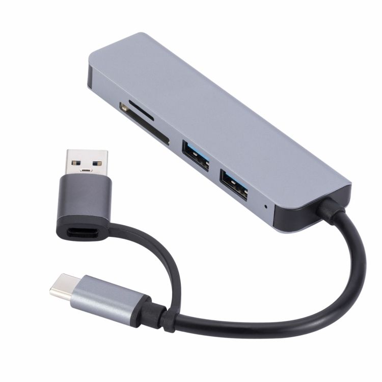 ORANGLES 2302 5-in-1 USB + USB-C Type-C Multiport Hub Adapter – USB Expansion Docking Station for Laptop, PC & Computer Accessories - high resolution display - Image 2 of 6 | perfect for office | California | Free Shipping ORANGLES