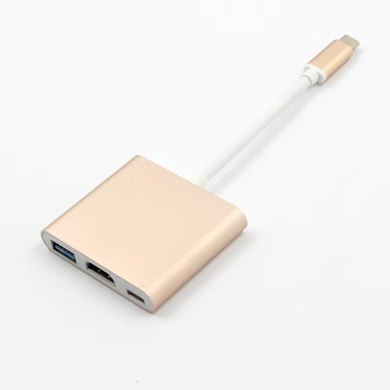 ORANGLES Best Price 4K HDMI USB-C Adapter 3-in-1 Multiport Hub – USB 3.0 5Gbps, HDTV Output & Type-C Card Reader Docking Station for Laptop & Mobile - angled perspective - Image 4 of 6 | excellent for daily use | New York | Free Shipping ORANGLES