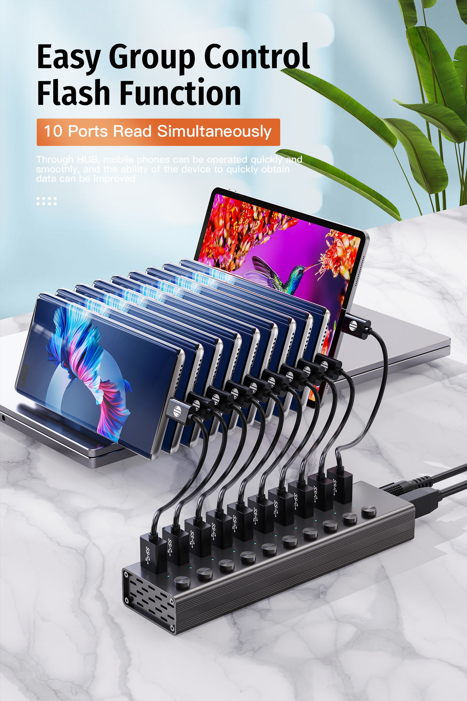 ORANGLES FORIDA 10Gbps Aluminium USB 3.2 Powered Hub – 10-Port USB-C Splitter with 12V/4A Adapter High-Speed Data & Charging Docking Station for PC & Laptop - high resolution display - exposing craftsmanship - Image 2 of 6 | built for everyone | FORIDA 10Gbps Aluminium USB 3.2 Powered Hub – 10-Port USB-C Splitter with 12V/4A Adapter High-Speed Data & Charging Docking Station for PC & Laptop for sale Georgia | Free Shipping ORANGLES