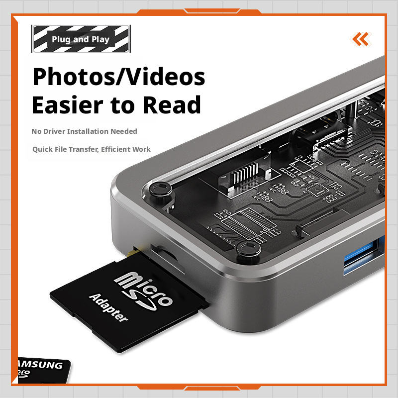 ORANGLES 8-in-1 USB-C Docking Station – 4K HDMI & VGA, RJ45 Ethernet, SD/TF Card Reader, USB 3.0 Hub with 100W PD Fast Charging - high resolution display - exposing craftsmanship - Image 2 of 4 | built for everyone | 8-in-1 USB-C Docking Station – 4K HDMI & VGA, RJ45 Ethernet, SD/TF Card Reader, USB 3.0 Hub with 100W PD Fast Charging for sale Georgia | Free Shipping ORANGLES