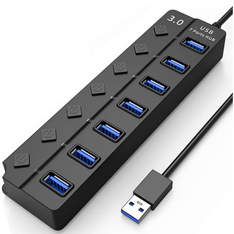 ORANGLES USB 3.0 7-Port Hub with Individual Switches – High-Speed Multi USB Splitter Adapter 5Gbps Expander Dock with 30cm Cable for PC & Laptop - angled perspective - presenting advantages - Image 1564 of 10 | fits any environment | Purchase USB 3.0 7-Port Hub with Individual Switches – High-Speed Multi USB Splitter Adapter 5Gbps Expander Dock with 30cm Cable for PC & Laptop Albuquerque | Free Shipping ORANGLES